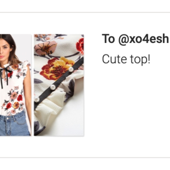 Pearl Embellished Frill Trim Tie Floral Top White - Picture 7 of 8